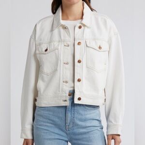 Madewell cream/white cropped denim jacket